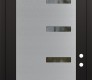 Modern Steel Front Door Diamond C8 36" x 96" black/black clear Glass Panel stainless steel LHI with Transom clear Glass