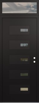 Diamond D7 36" x 96" black/black clear Glass Panel black LHI with Transom clear Glass