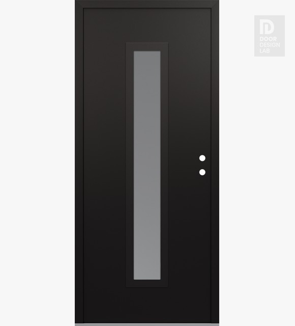 Modern Steel Front Door DIAMOND A11 36" X 80" BLACK/WHITE FROSTED GLASS PANEL BLACK LHI
