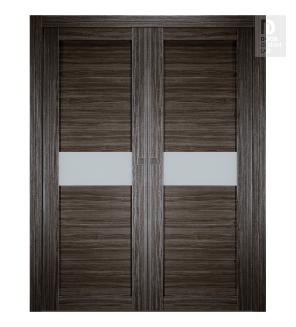 Edna Vetro Gray Oak Double pocket doors