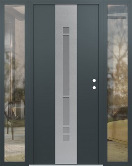 DIAMOND A3 60" X 80" ANTHRACITE/ANTHRACITE FROSTED GLASS PANEL STAINLESS STEEL LHI WITH 2 SIDELITES CLEAR GLASS