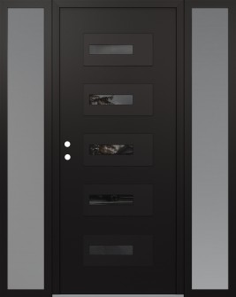 Diamond D6 68" x 80" black/black Mirrored Glass Panel black RHI with 2 Sidelites frosted Glass