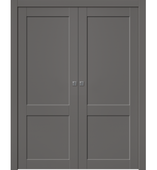 Shaker 2 Panel Gray Matte Double pocket doors