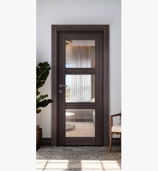 Palladio 3 Lite Clear Vetro Gray Oak Frameless