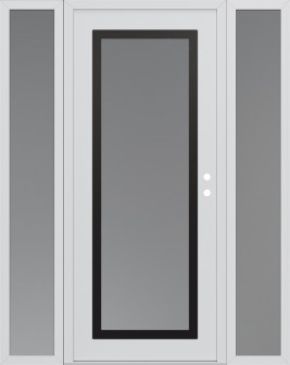 Diamond C1 60" x 80" white/white frosted Glass Panel black LHI with 2 Sidelites frosted Glass