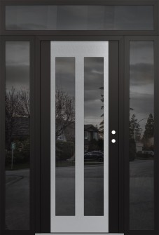 Diamond C14 68" x 96" black/black mirrored Glass Panel stainless steel LHI with 2 Sidelites and Transom mirrored Glass