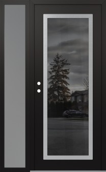 Diamond C1 50" x 80" black/black mirrored Glass Panel stainless steel RHI with Sidelite frosted Glass
