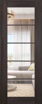 DOOR SLAB AVON 5 LITE CLEAR VETRO VERALINGA OAK 32" X 84" X 1 3/4" TEMPERED CLEAR GLASS