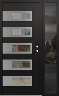 Diamond D3 48" x 80" black/black clear Glass Panel stainless steel LHI with Sidelite mirrored Glass