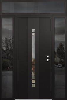 DIAMOND A3 60" X 96" BLACK/BLACK CLEAR GLASS PANEL BLACK LHI WITH 2 SIDELITES AND TRANSOM MIRRORED GLASS