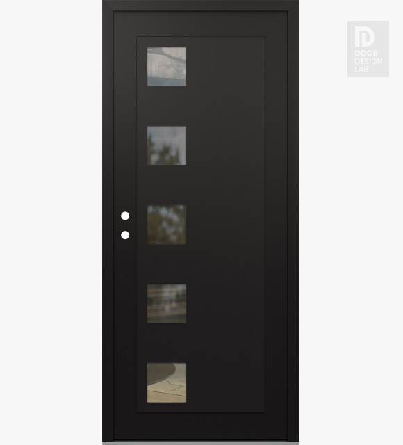 Modern Steel Front Door Diamond C5 36" x 80" black/black clear Glass Panel black RHI