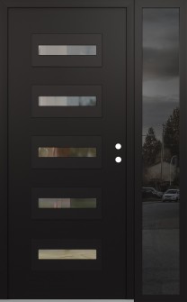 Diamond D4 52" x 80" black/black clear Glass Panel black LHI with Sidelite mirrored Glass