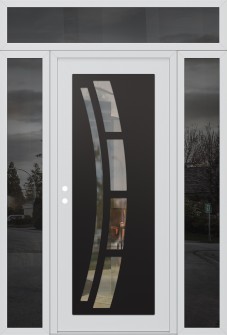 Diamond C12 68" x 96" white/white clear Glass Panel black RHI with 2 Sidelites and Transom mirrored Glass