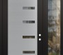 Modern Steel Front Door Diamond C8 50" x 96" black/black clear Glass Panel stainless steel LHI with Sidelite and Transom clear Glass