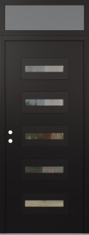 Diamond D4 36" x 96" black/black clear Glass Panel black RHI with Transom frosted Glass