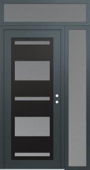 Diamond C10 48" x 96" anthracite/anthracite frosted Glass Panel black LHI with Sidelite and Transom frosted Glass