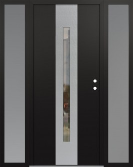DIAMOND A2 64" X 80" BLACK/BLACK CLEAR GLASS PANEL STAINLESS STEEL LHI WITH 2 SIDELITES FROSTED GLASS