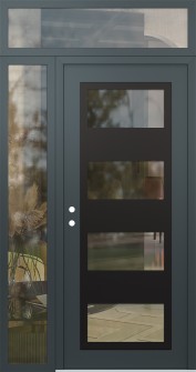Diamond C2 48" x 96" anthracite/anthracite clear Glass Panel black RHI with Sidelite and Transom clear Glass