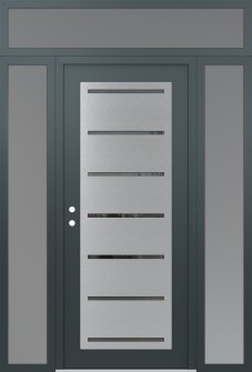 Diamond C11 60" x 96" anthracite/anthracite mirrored Glass Panel stainless steel RHI with 2 Sidelites and Transom frosted Glass