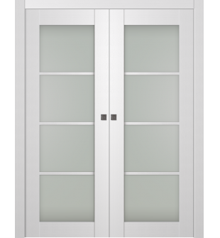 Palladio 4 Lite Vetro Bianco Noble Double pocket doors