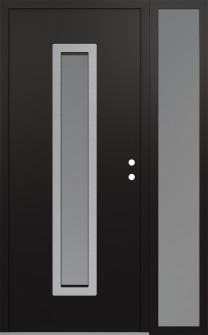 DIAMOND A11 48" X 80" BLACK/WHITE FROSTED GLASS PANEL STAINLESS STEEL LHI WITH SIDELITE FROSTED GLASS