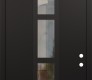 Modern Steel Front Door DIAMOND A10 36" X 96" BLACK/BLACK CLEAR GLASS PANEL BLACK LHI WITH TRANSOM FROSTED GLASS