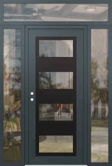 Diamond C2 60" x 96" anthracite/anthracite clear Glass Panel black RHI with 2 Sidelites and Transom clear Glass