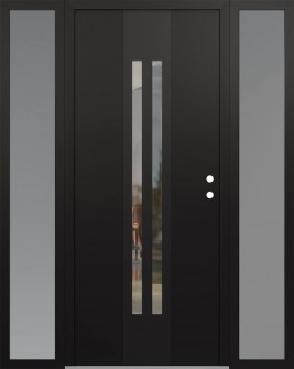 DIAMOND A8 64" X 80" BLACK/BLACK CLEAR GLASS PANEL BLACK LHI WITH 2 SIDELITES FROSTED GLASS