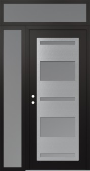 Diamond C10 52" x 96" black/white frosted Glass Panel stainless steel RHI with Sidelite and Transom frosted Glass