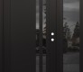 Modern Steel Front Door Diamond C6 52" x 80" black/black mirrored Glass Panel black LHI with Sidelite mirrored Glass