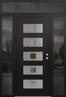 Diamond D8 60" x 96" black/black clear Glass Panel stainless steel LHI with 2 Sidelites and Transom mirrored Glass