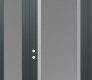 Modern Steel Front Door Diamond C1 50" x 96" anthracite/anthracite frosted Glass Panel stainless steel RHI with Sidelite and Transom frosted Glass