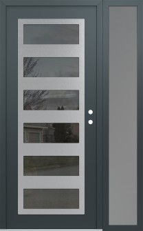 Diamond C9 52" x 80" anthracite/anthracite mirrored Glass Panel stainless steel LHI with Sidelite frosted Glass