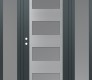 Modern Steel Front Door Diamond C2 68" x 80" anthracite/anthracite frosted Glass Panel stainless steel RHI with 2 Sidelites frosted Glass