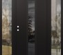 Modern Steel Front Door DIAMOND A11 68" X 80" BLACK/BLACK MIRRORED GLASS PANEL BLACK RHI WITH 2 SIDELITES CLEAR GLASS