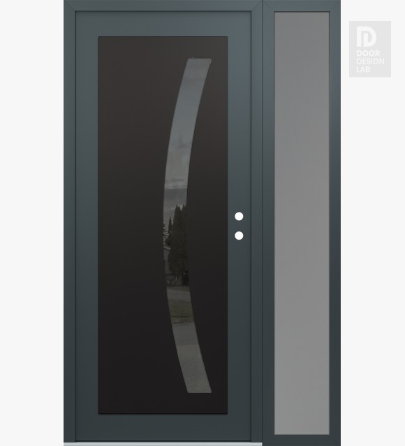 Modern Steel Front Door Diamond C4 50" x 80" anthracite/anthracite mirrored Glass Panel black LHI with Sidelite frosted Glass