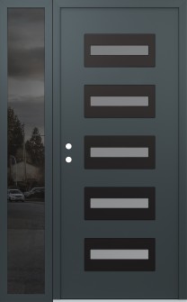 Diamond D4 50" x 80" anthracite/anthracite frosted Glass Panel black RHI with Sidelite mirrored Glass