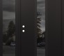 Modern Steel Front Door DIAMOND A11 48" X 80" BLACK/BLACK MIRRORED GLASS PANEL BLACK RHI WITH SIDELITE MIRRORED GLASS