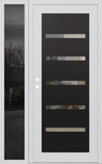 Diamond C7 50" x 80" white/white clear Glass Panel black RHI with Sidelite mirrored Glass