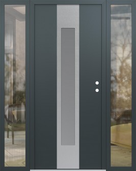 DIAMOND A1 68" X 80" ANTHRACITE/ANTHRACITE FROSTED GLASS PANEL STAINLESS STEEL LHI WITH 2 SIDELITES CLEAR GLASS