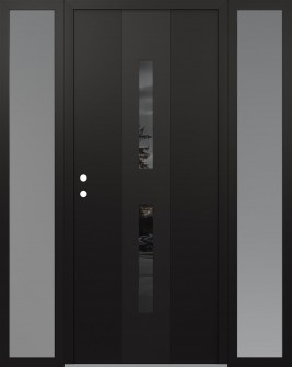 DIAMOND A6 64" X 80" BLACK/BLACK MIRRORED GLASS PANEL BLACK RHI WITH 2 SIDELITES FROSTED GLASS