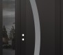 Modern Steel Front Door Diamond C4 48" x 96" black/white frosted Glass Panel black RHI with Sidelite and Transom mirrored Glass