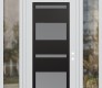 Modern Steel Front Door Diamond C10 68" x 96" white/white frosted Glass Panel black LHI with 2 Sidelites and Transom clear Glass