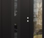 Modern Steel Front Door DIAMOND A6 52" X 80" BLACK/BLACK MIRRORED GLASS PANEL BLACK LHI WITH SIDELITE CLEAR GLASS