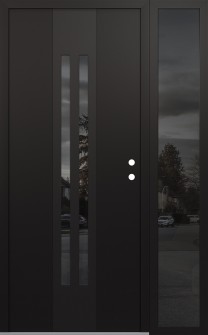 DIAMOND A8 48" X 80" BLACK/BLACK MIRRORED GLASS PANEL BLACK LHI WITH SIDELITE MIRRORED GLASS