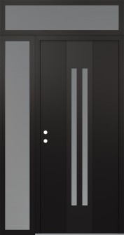 DIAMOND A8 52" X 96" BLACK/WHITE FROSTED GLASS PANEL BLACK RHI WITH SIDELITE AND TRANSOM FROSTED GLASS