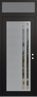 Diamond C6 36" x 96" black/black clear Glass Panel stainless steel LHI with Transom frosted Glass