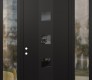 Modern Steel Front Door DIAMOND A12 68" X 96" BLACK/BLACK MIRRORED GLASS PANEL BLACK RHI WITH 2 SIDELITES AND TRANSOM CLEAR GLASS