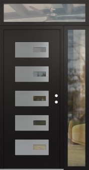 Diamond D7 48" x 96" black/black clear Glass Panel stainless steel LHI with Sidelite and Transom clear Glass