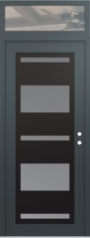 Diamond C10 36" x 96" anthracite/anthracite frosted Glass Panel black LHI with Transom clear Glass